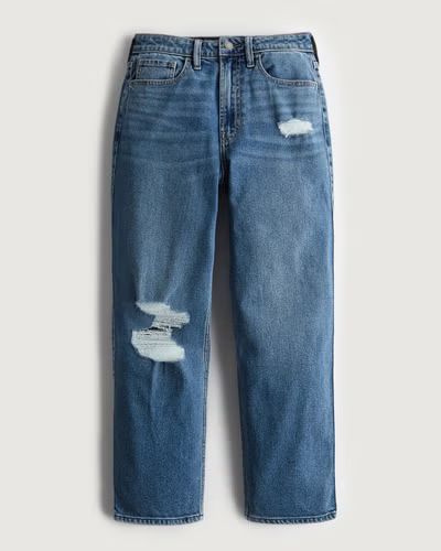 Women's Ultra High-Rise Ripped Medium Wash Vintage Ankle Straight Jeans | Women's | HollisterCo.c... | Hollister (US)