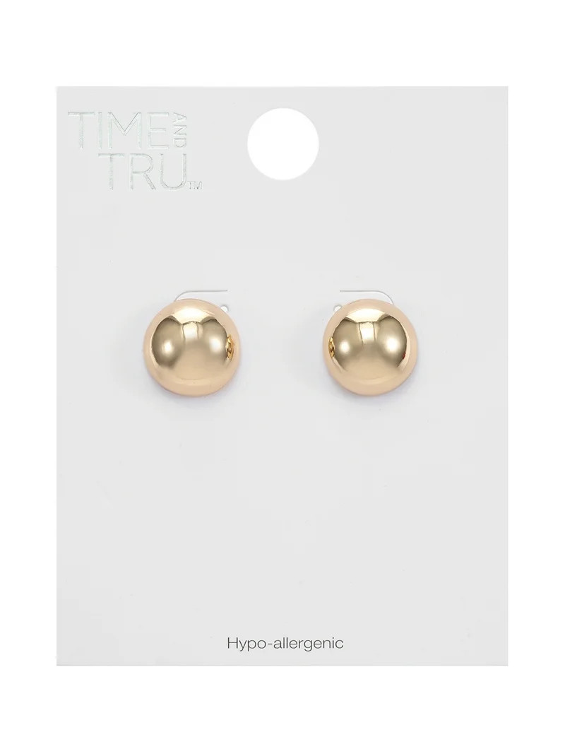 Time and Tru Goldtone Dome Button Stud Earring, 1 Pair | Walmart (US)