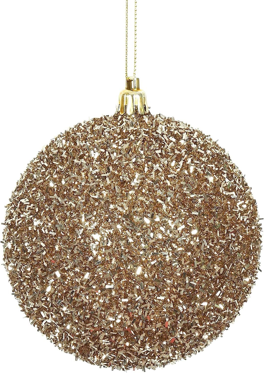 Amazon.com: Vickerman Tinsel Decorative-Hanging-Ball-Ornaments, 4", Yellow, 4 Piece : Home & Kitc... | Amazon (US)