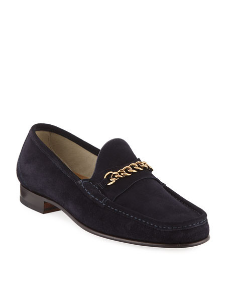 TOM FORD Suede Curb-Chain Loafer | Bergdorf Goodman