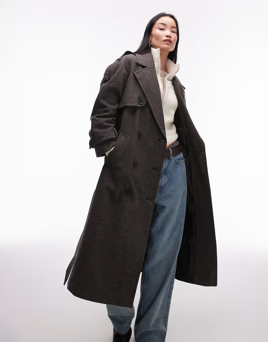 Topshop heritage belted trench coat in multi | ASOS (Global)