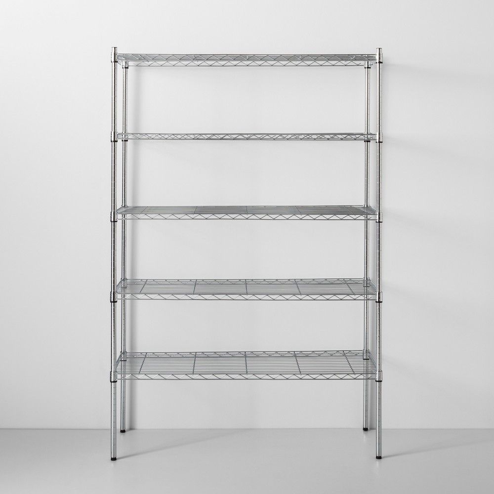 5 Tier Wide Wire Shelf Chrome - Made By Design , Grey | Target