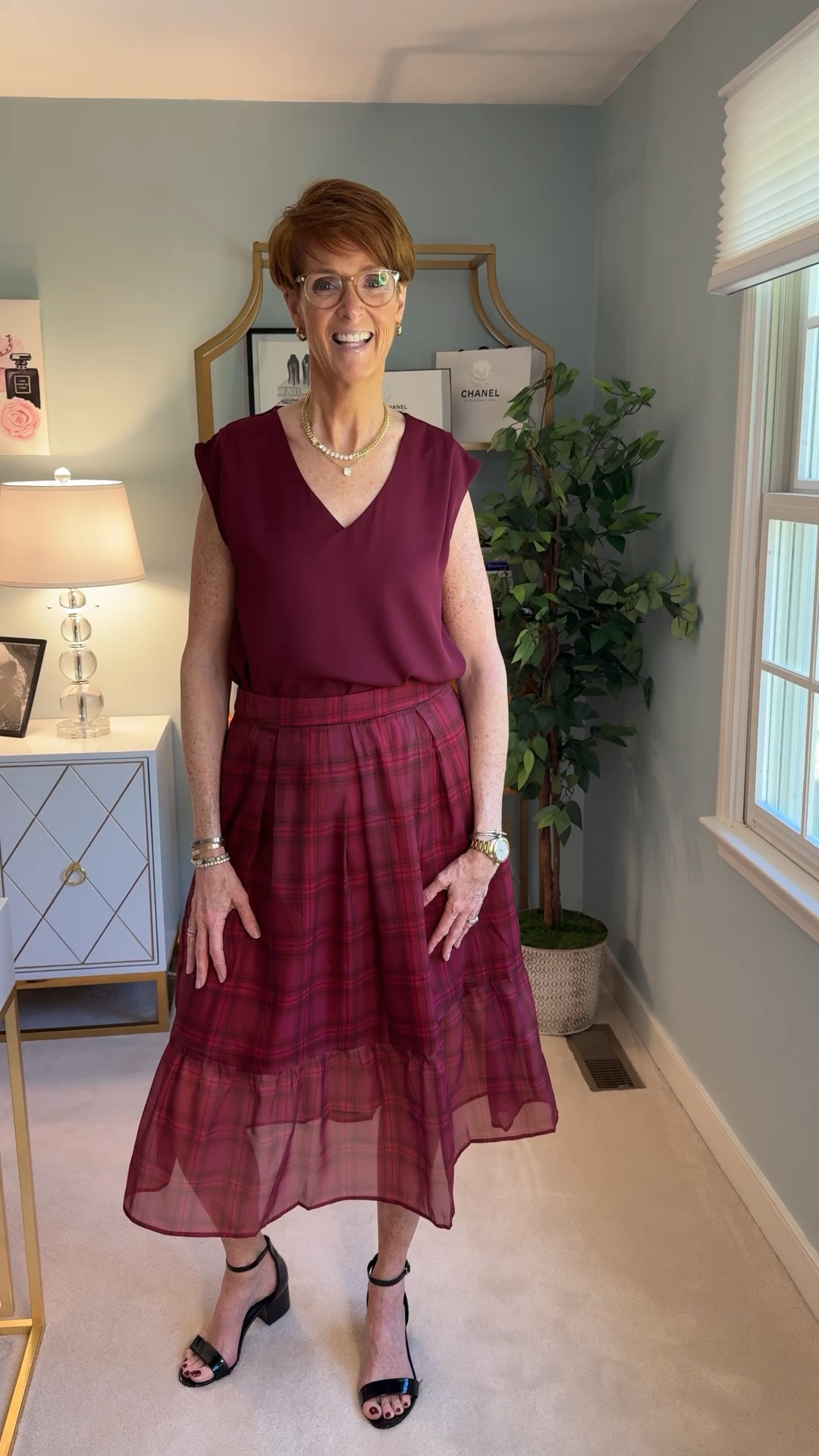 Ready to refresh your wardrobe with elegant, classic pieces that seamlessly blend into your everyday style? I’m sharing 8 beautiful items gifted to me by Gibsonlook that are perfect for fall—and trust me, you’ll want them all! From versatile blazers to flattering skirts, these pieces are designed to elevate your look with ease.

These timeless fall fashion staples are perfect for creating a chic, versatile wardrobe that works from day to night. Whether you’re styling these pieces for work, a weekend brunch, the holidays or a cozy night out, they’re sure to make an impact.

* Burgundy V-Neck Chiffon Top: Lightweight with a gorgeous flow, this top easily transitions from day to night.
* Red & Burgundy Plaid Layered Skirt: The perfect statement piece for fall, adding a pop of seasonal color to your wardrobe.
Top: size small
Skirt: size large. Too big. Need a medium.

#LTKHoliday #LTKStyleTip #LTKOver40