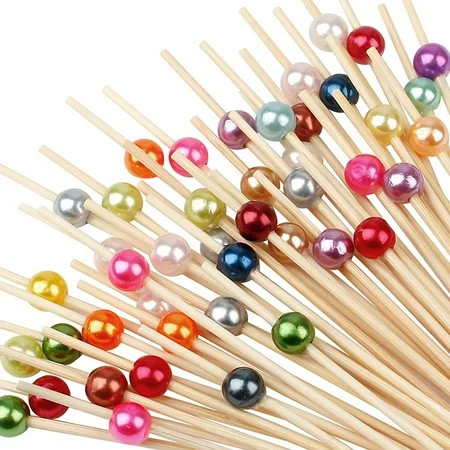 Cocktail Picks - 100 Counts Fancy Toothpicks for Appetizers, Long Decorative Bamboo Skewers for Food Drinks, Holiday Wooden Sticks for Party | Walmart (US)
