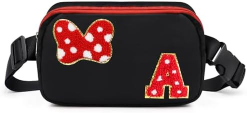 Chenille Initial Letter Bow Mouse Fanny Pack, Waterproof Park Crossbody Bag Christmas Birthday Gi... | Amazon (US)