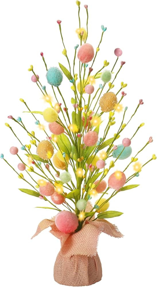 RoseCraft Easter Decorations, Artificial 18 Inch Pre-Lit Easter Egg Tree Tabletop Decor with Deli... | Amazon (US)