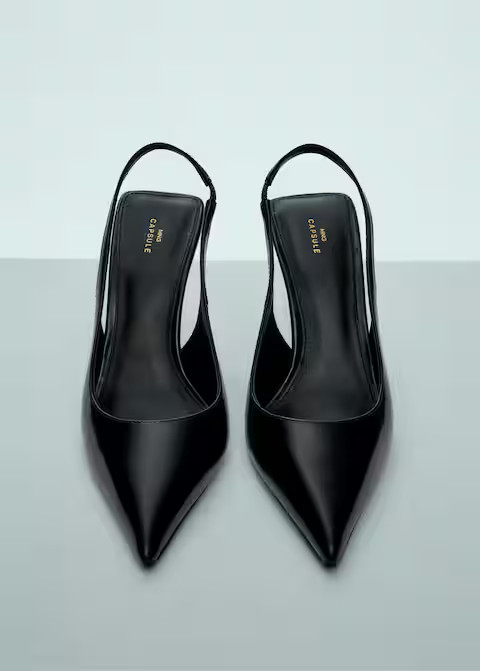 Sling back leather shoes -  Women | Mango United Kingdom | MANGO (UK)