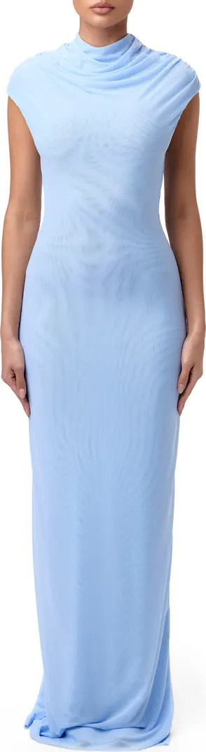 Naked Wardrobe Drapey Mesh Maxi Cocktail Dress | Nordstrom | Nordstrom