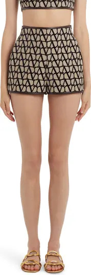 VLOGO High Waist Leather Trim Jacquard Shorts | Nordstrom