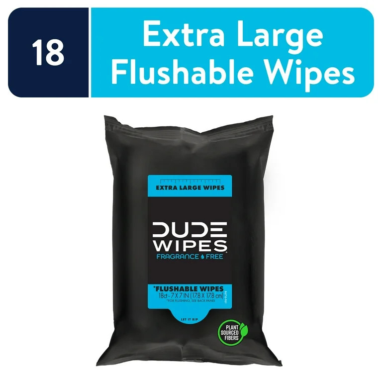 Dude Wipes Unscented Flushable Wipes, Resealable Travel Pack, 18 Wipes per pack, 18 Total Wipes | Walmart (US)
