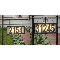 Solar Address Sign Yard Stake | Scrolled Lighted House Number Plaque Outdoor Garden Decoration Displ | Etsy (US)