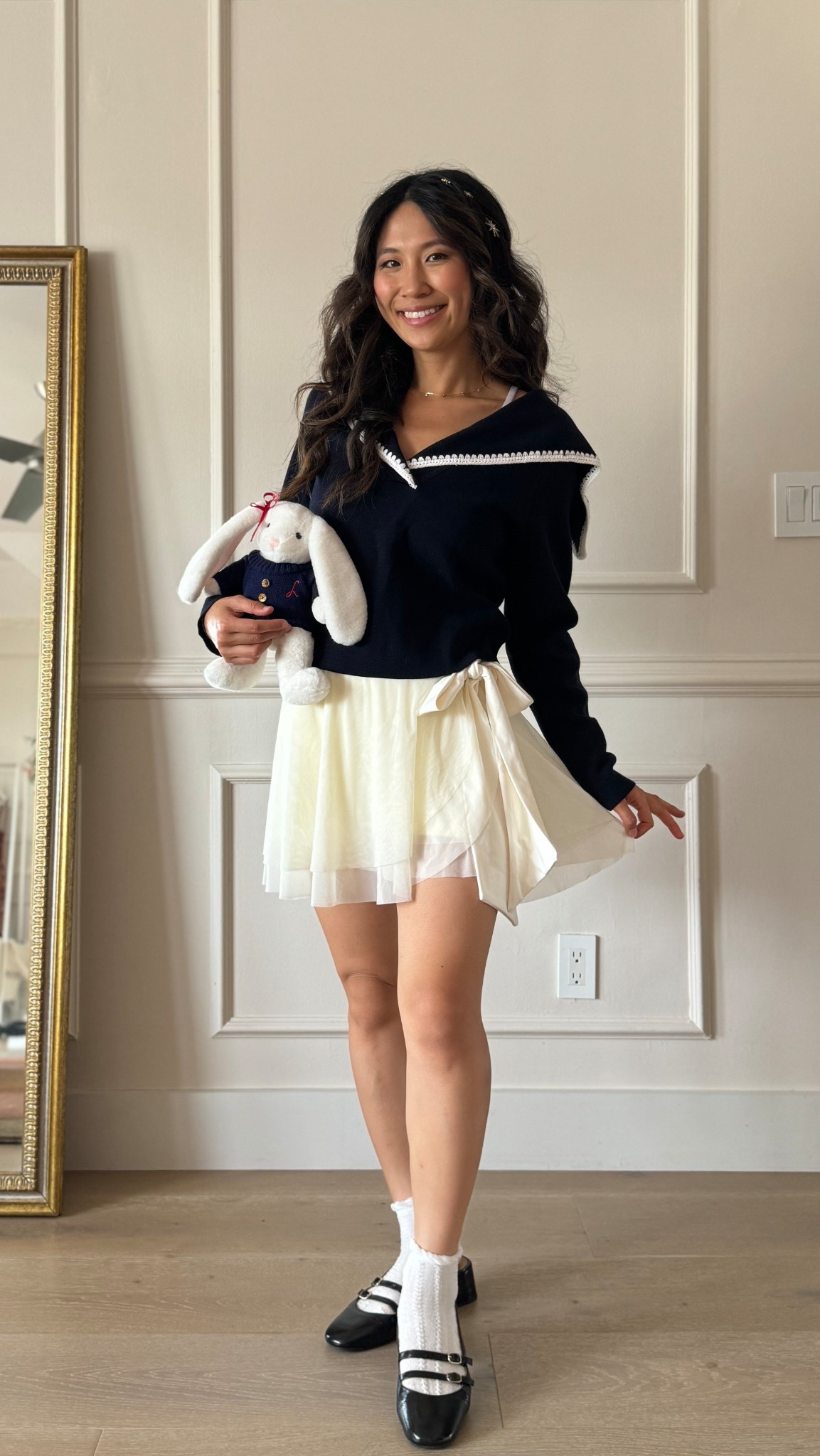 Mei Mei the bunny inspired fall look. Wearing size small in the sezane sweater #lauvey #lauvers #sezanelovers

#LTKFindsUnder100 #LTKStyleTip #LTKPetite