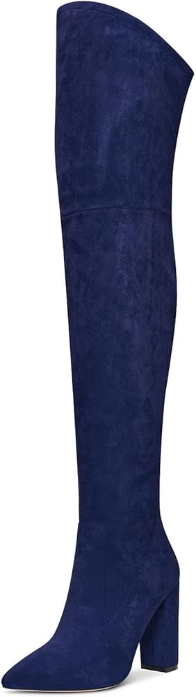 Aachcol Women Over Above The Knee Boots Chunky Block High Heel Pointed Toe Zipper 4 Inch | Amazon (US)