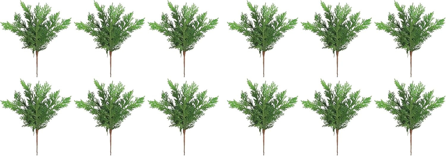 Set of 12 Artificial Natural Touch Cedar Pine Picks, 10 Inches Tall, Wired Branches for Arranging... | Amazon (US)