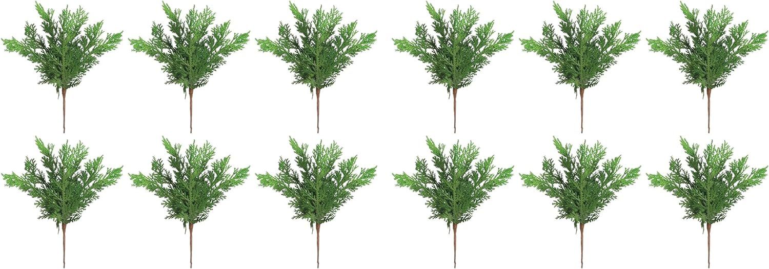 Set of 12 Artificial Natural Touch Cedar Pine Picks, 10 Inches Tall, Wired Branches for Arranging... | Amazon (US)