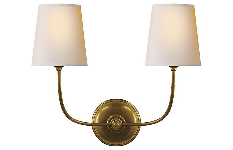 Vendome Double Sconce, Hand-Rubbed Brass | One Kings Lane