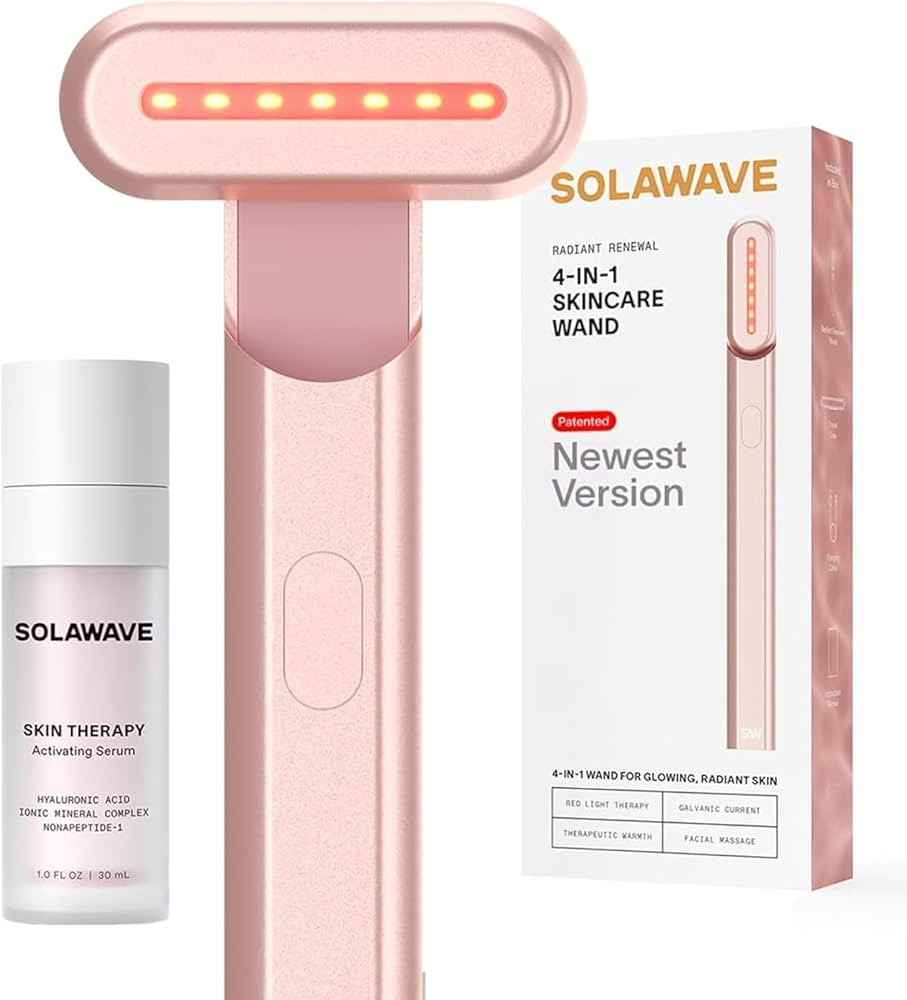 Solawave 4-in-1 Radiant Renewal Facial Wand & Skin Therapy Serum Bundle | Red Light Therapy for F... | Amazon (US)