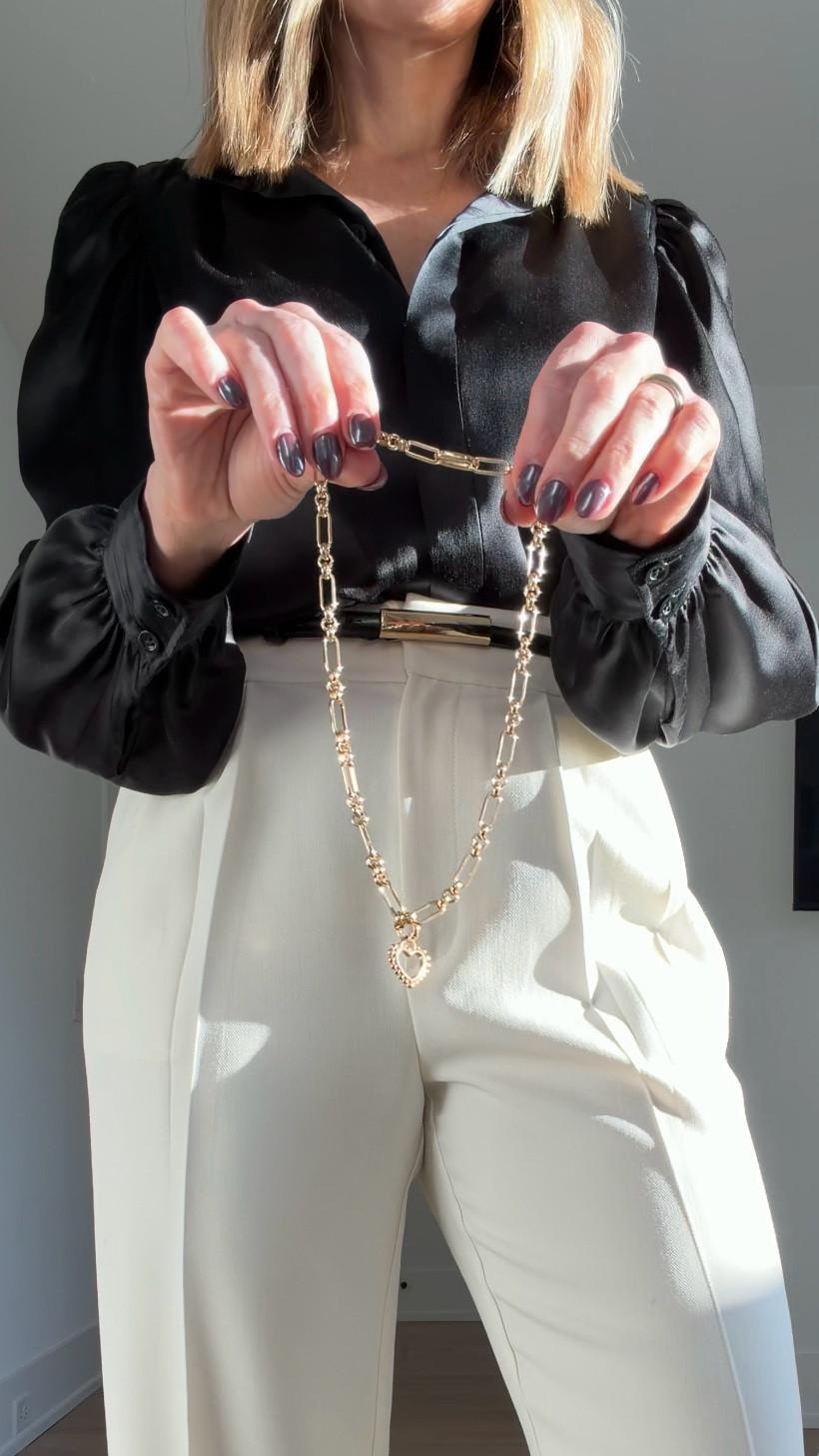 I don’t build office outfits around trends — I build them around contrast and texture.

Black and winter white always look intentional.
Silk keeps the look fluid.
Structured accessories ground it.
Snakeskin works like a neutral.

When the pieces do the work, getting dressed is easy.

Save this formula.

#LTKootd #LTKWorkwear #LTKgrwm