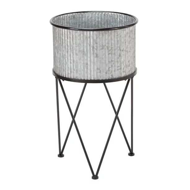 Mainstays Karvel Galvanized Metal Column Planter with Stand, 15.7 in Dia x 28 in H | Walmart (US)