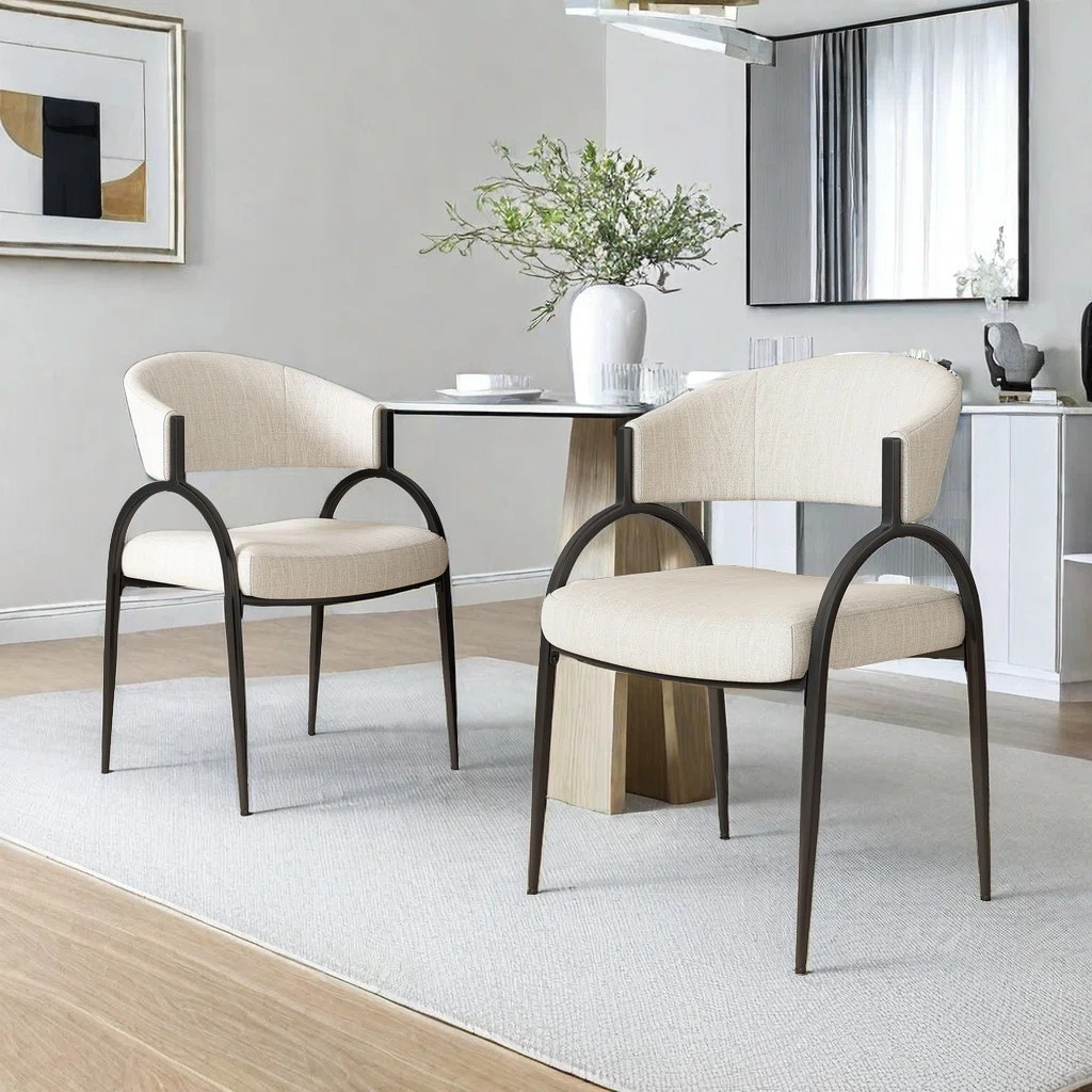 Aadian 19.75'' H Fabric Upholstered Metal Side Chair (Set of 2) | Wayfair North America