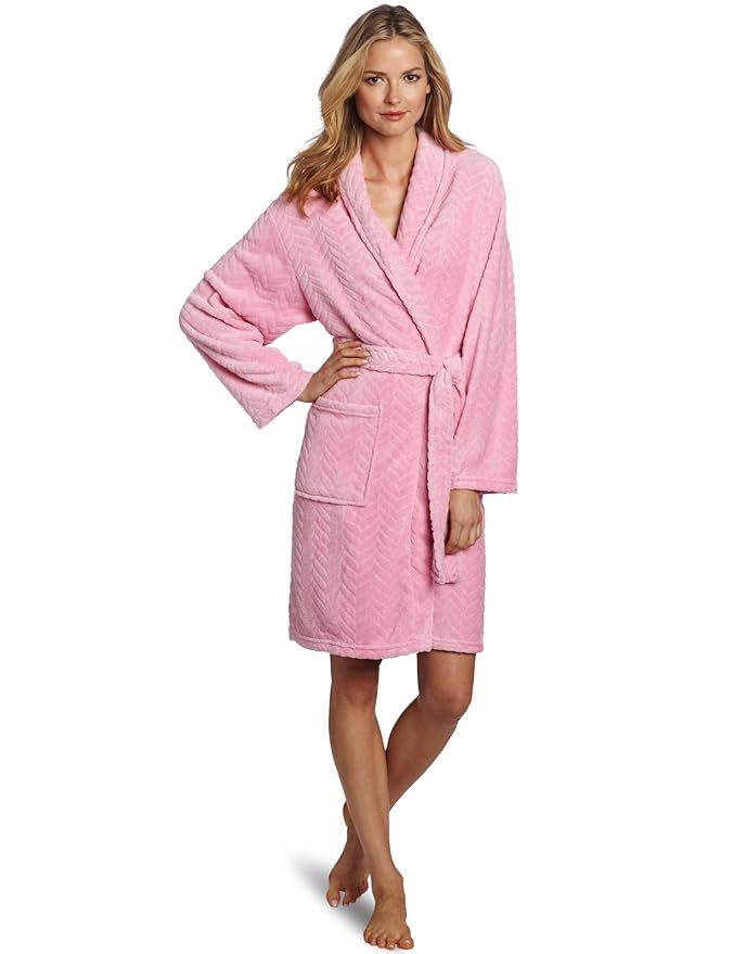 Seven Apparel Hotel Spa Collection Herringbone Textured Plush Robe, Bright Pink - 00179 | Amazon (US)