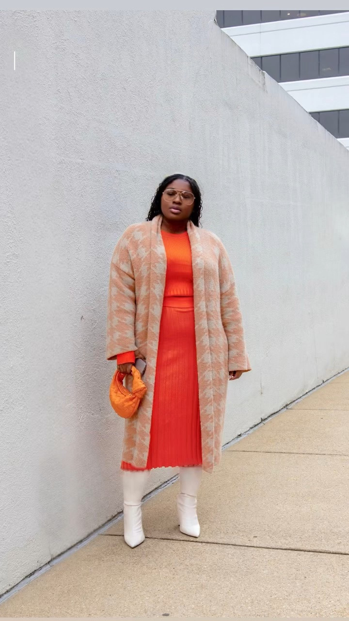 Colorful fall outfit inspiration. This orange dress and cozy cardigan combination creates an elegant fall look that feels comfortable and polished. Perfect for brunch dates, seasonal events, work outfits, and everyday autumn styling. Fall Outfit Ideas Fall Fashion Inspiration Autumn Outfit Ideas Orange Dress Outfit Cardigan Outfit Fall Layering Ideas Elegant Fall Outfit Cozy Fall Outfit Dress With Boots Women Fall Fashion Date Night Outfit Brunch Outfit Ideas

#LTKootd #LTKSeasonal #LTKMidsize