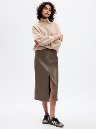 Vegan Leather Midi Skirt | Gap (CA)