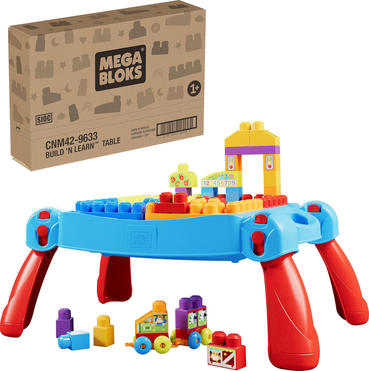 MEGA BLOKS First Builders Toddler Blocks Toy Set, Build ‘n Learn Activity Table with 30 Pieces ... | Amazon (US)