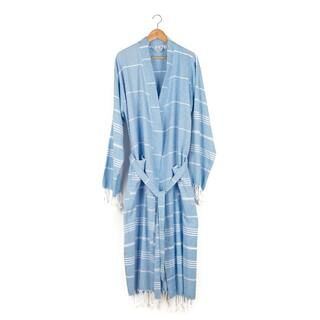 Peshtemal Blue Large 100% Organic Turkish Cotton Bath Robes | The Home Depot