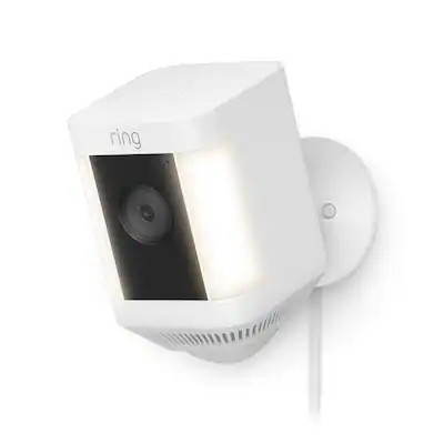 Ring - Spotlight Cam Plus Outdoor/Indoor 1080p Plug-In Surveillance Camera - White | Best Buy U.S.