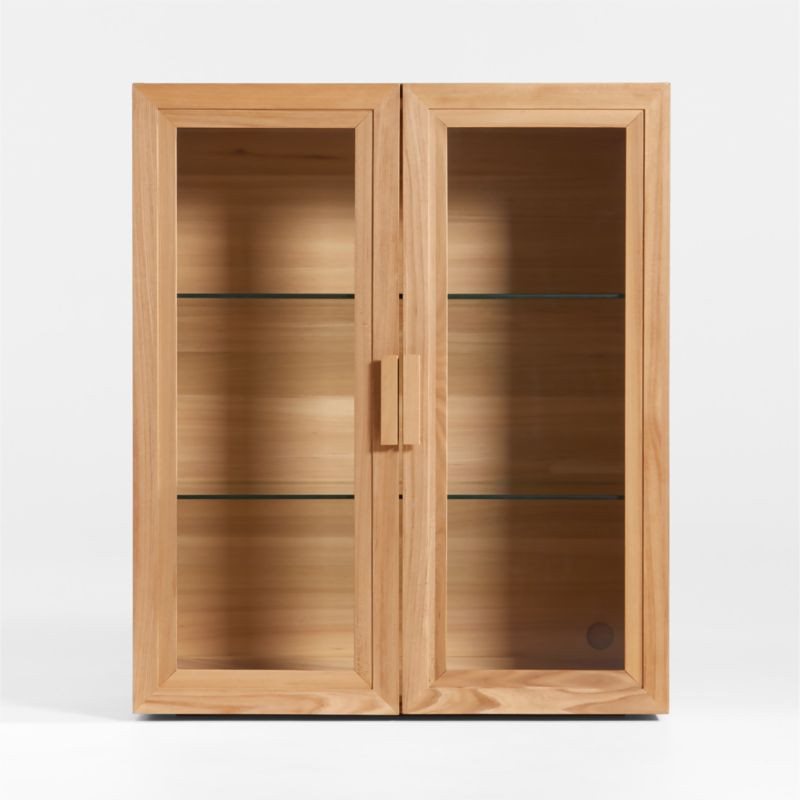 Calypso Natural Elm Wood Modular Glass Door Bookcase Hutch + Reviews | Crate & Barrel | Crate & Barrel