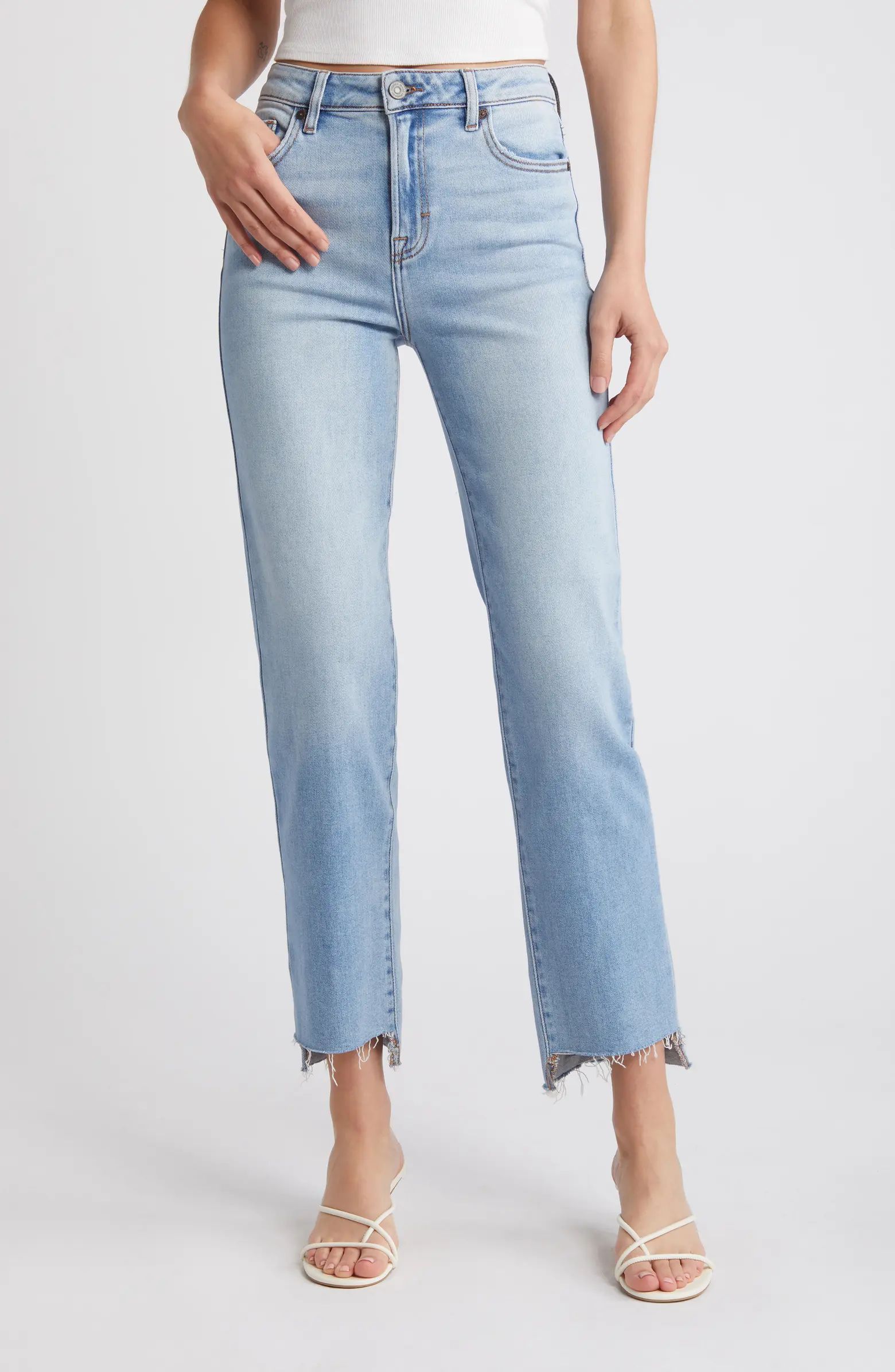 HIDDEN JEANS Raw Hem Straight Leg Jeans | Nordstrom | Nordstrom