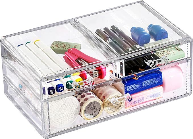 Cq acrylic Clear Containers for Organizing 3 Drawers Stackable Dresser Bathroom Organizers And St... | Amazon (US)