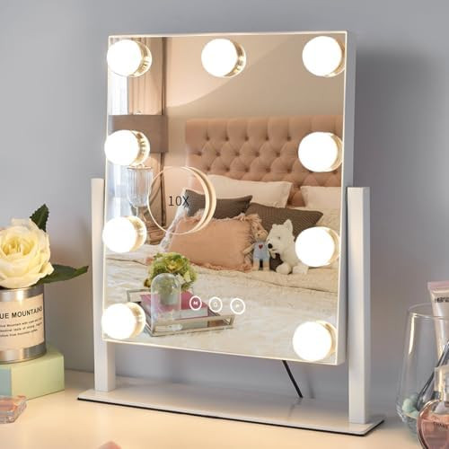 Vanity Mirror with Lights,Lighted Vanity Mirror with 9 Dimmable Bulbs for Dressing Room & Bedroom... | Amazon (US)