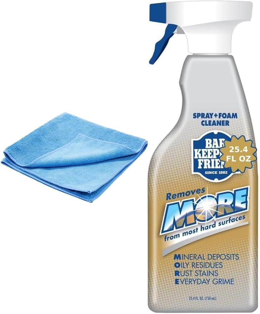 Bar-Keeper’s-Friend More Spray and Foam Cleaner, 25.4oz Hard Water Stain Remover + Microfiber T... | Amazon (US)