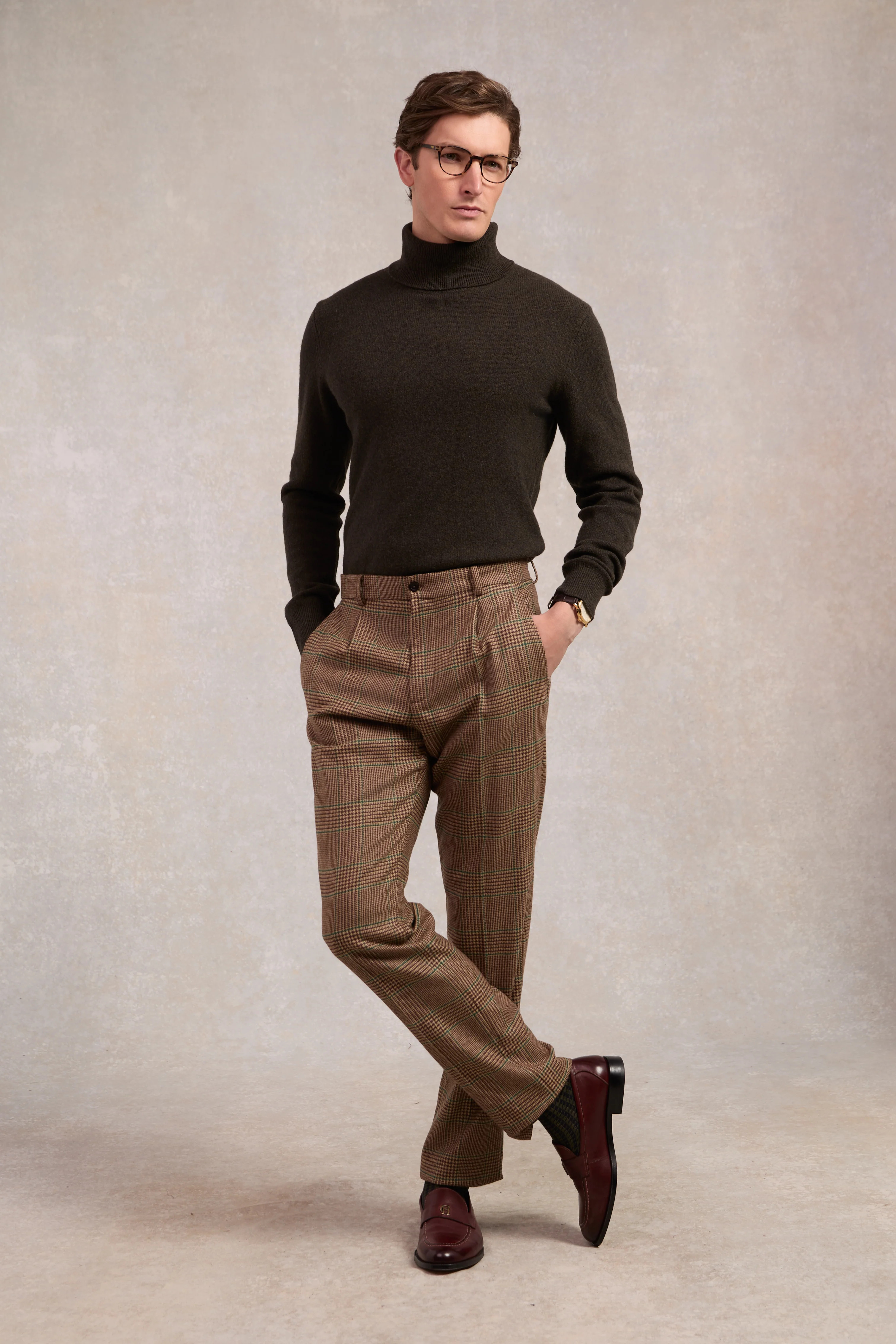 The Classic Trouser (Clarence Check Forest) | Holland Cooper