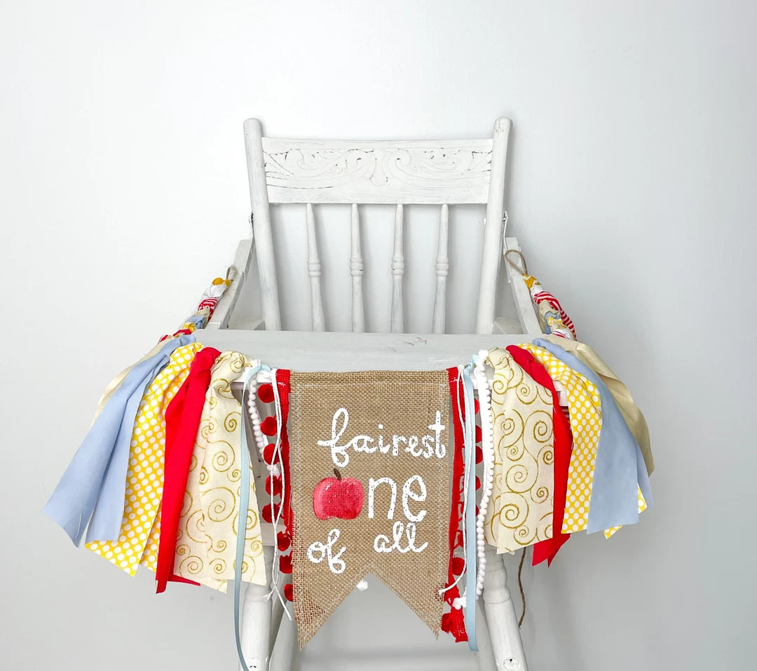 Fairest One of All High Chair Banner Girl First Birthday Party Princess Muted Princess Party Appl... | Etsy (US)