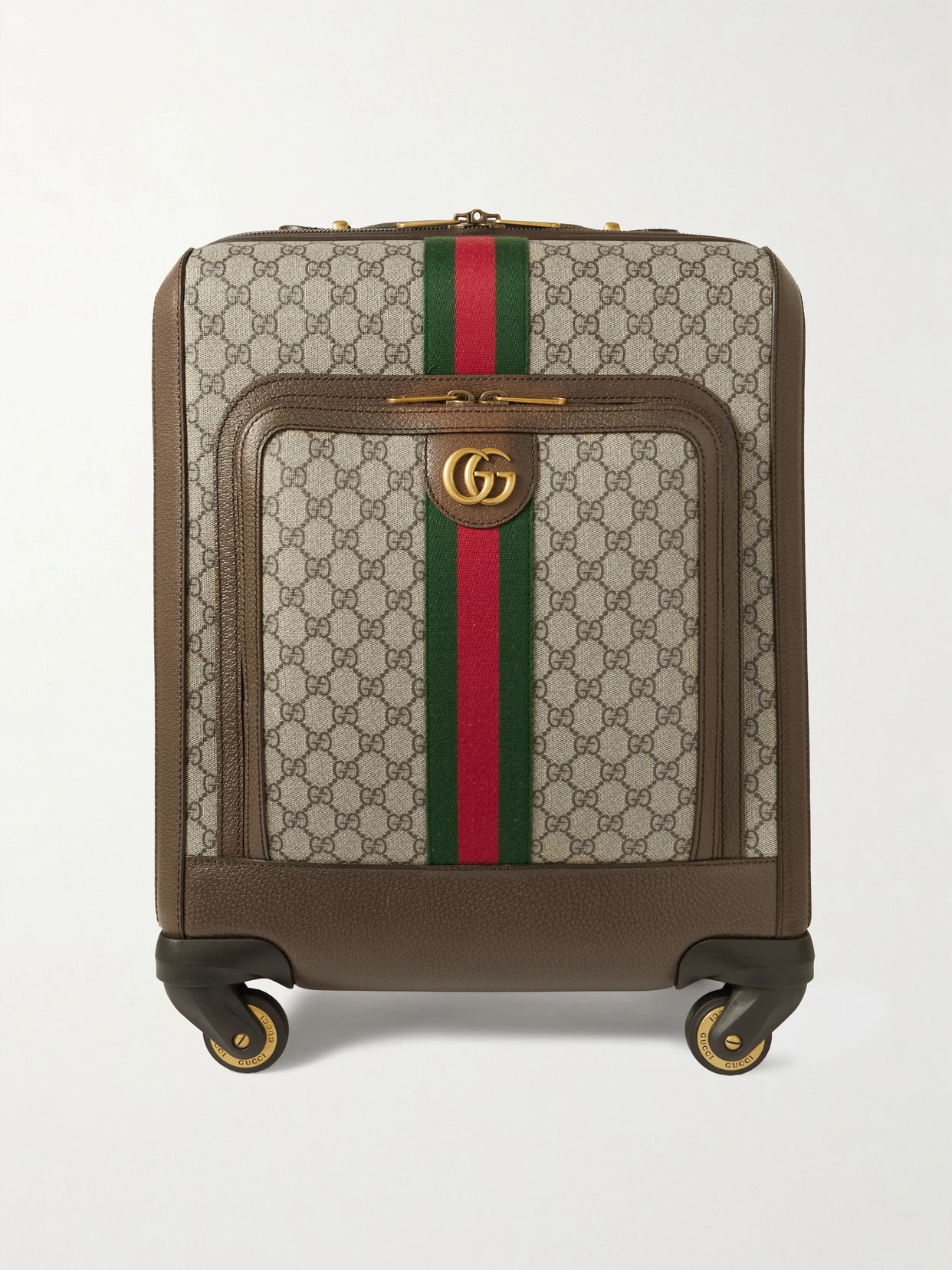 Gucci - Savoy Leather-trimmed Printed Coated-canvas Suitcase - Brown | NET-A-PORTER (US)