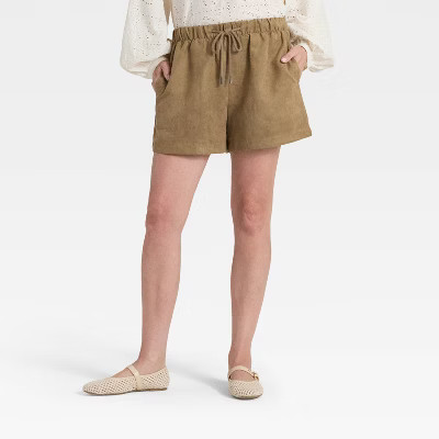 Women's High-Rise Faux Suede Pull-On Shorts - Universal Thread™ Brown XL | Target