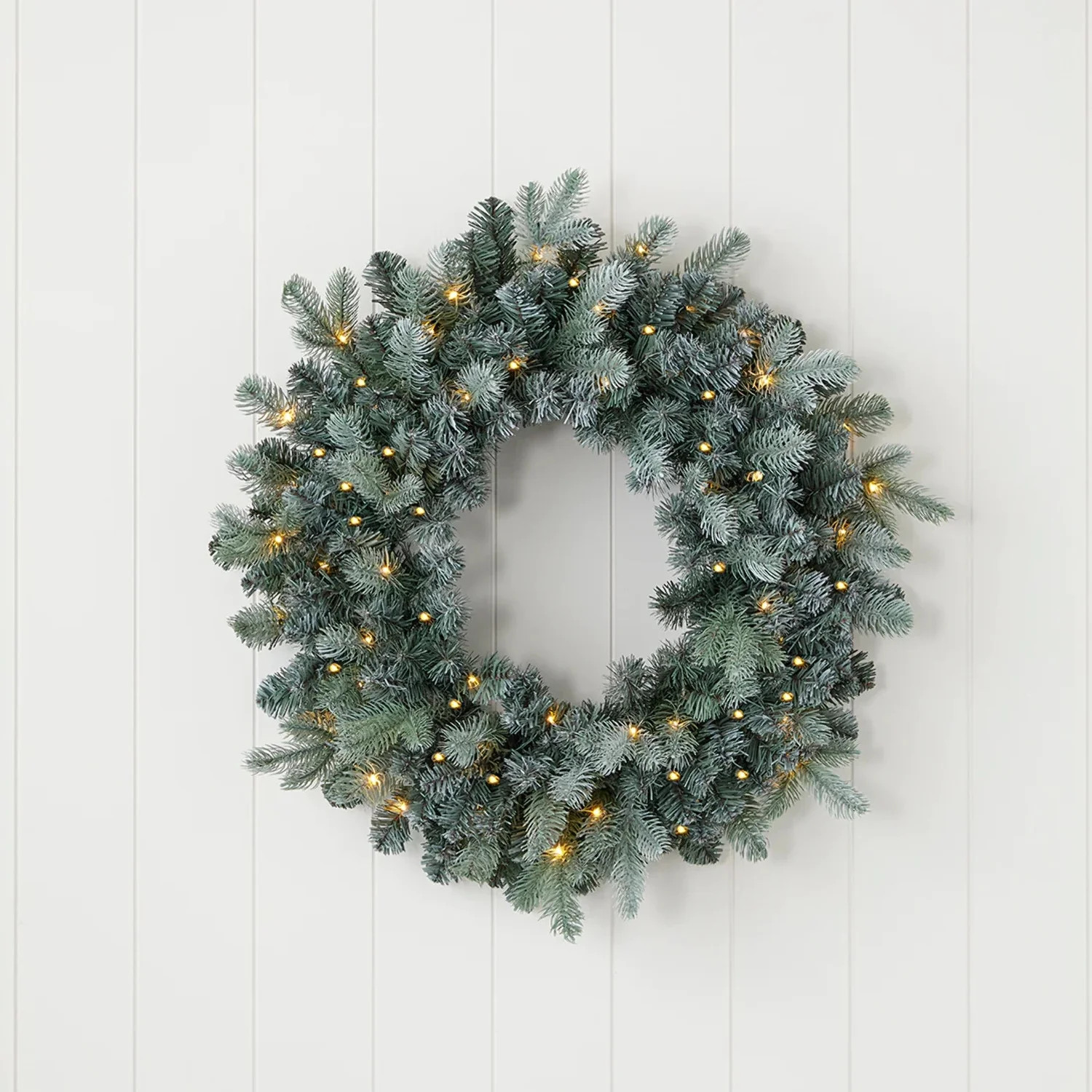 Blue Spruce 24" Wreath Pre-Lit with 50 Warm White LED Lights and Battery-Operated - by Seasonal L... | Walmart (US)