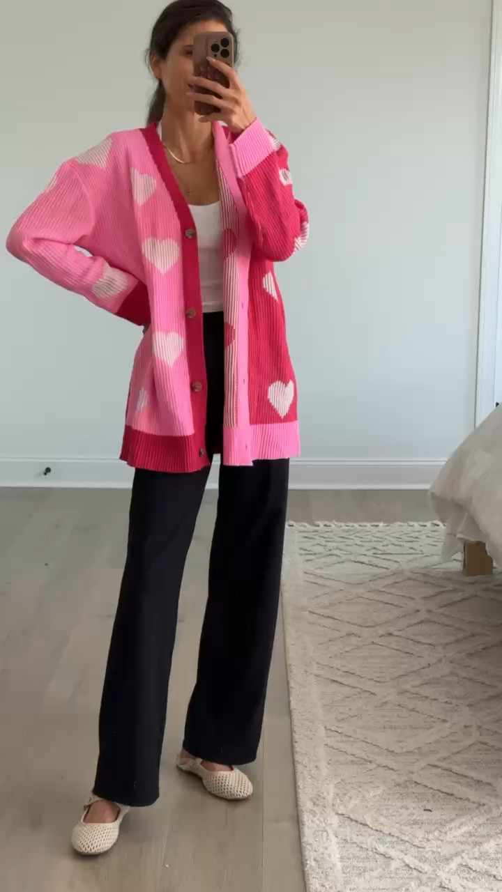 Fun pop-of-color layer that instantly elevates a simple outfit. Oversized knit cardigan with a relaxed fit, styled over a fitted tank and wide-leg pants for an easy, comfortable look. Perfect for everyday wear when you want something cozy but still eye-catching. A great statement piece to mix into a neutral wardrobe.

Casual outfit, everyday outfit, colorful cardigan, oversized cardigan, knit cardigan outfit, wide leg pants, neutral base outfit, layered look, casual chic style, mom outfit, affordable fashion

#LTKSeasonal #LTKFindsUnder50 #LTKootd