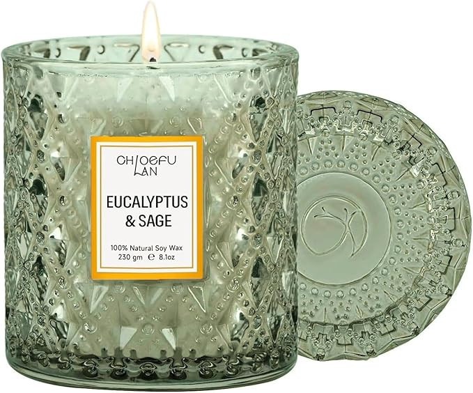 Chloefu LAN Eucalyptus & Sage Scented Candles Luxury Candle with up to 55 Hour Long Lasting, High... | Amazon (US)