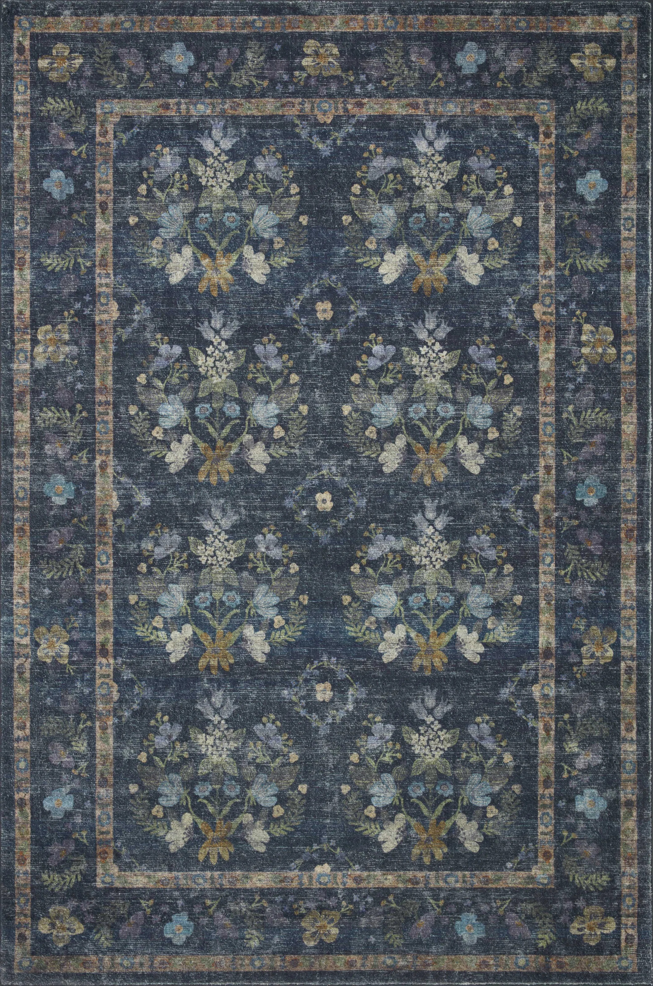 Rifle Paper Co. x Loloi Courtyard Navy Area Rug feat. CloudPile | Wayfair North America