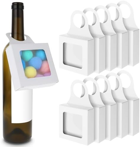 Sibba Kraft Paper Wine Bottle Box 10 Pcs Package With Window Handles Hanging Foldable Gift Wine A... | Amazon (US)