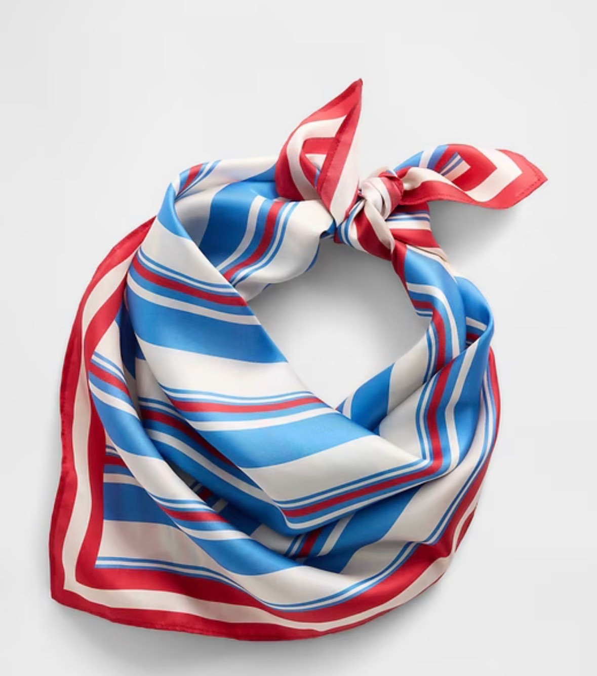 Silk bandana. I have three of these and just added this one. Love the color combo, 
