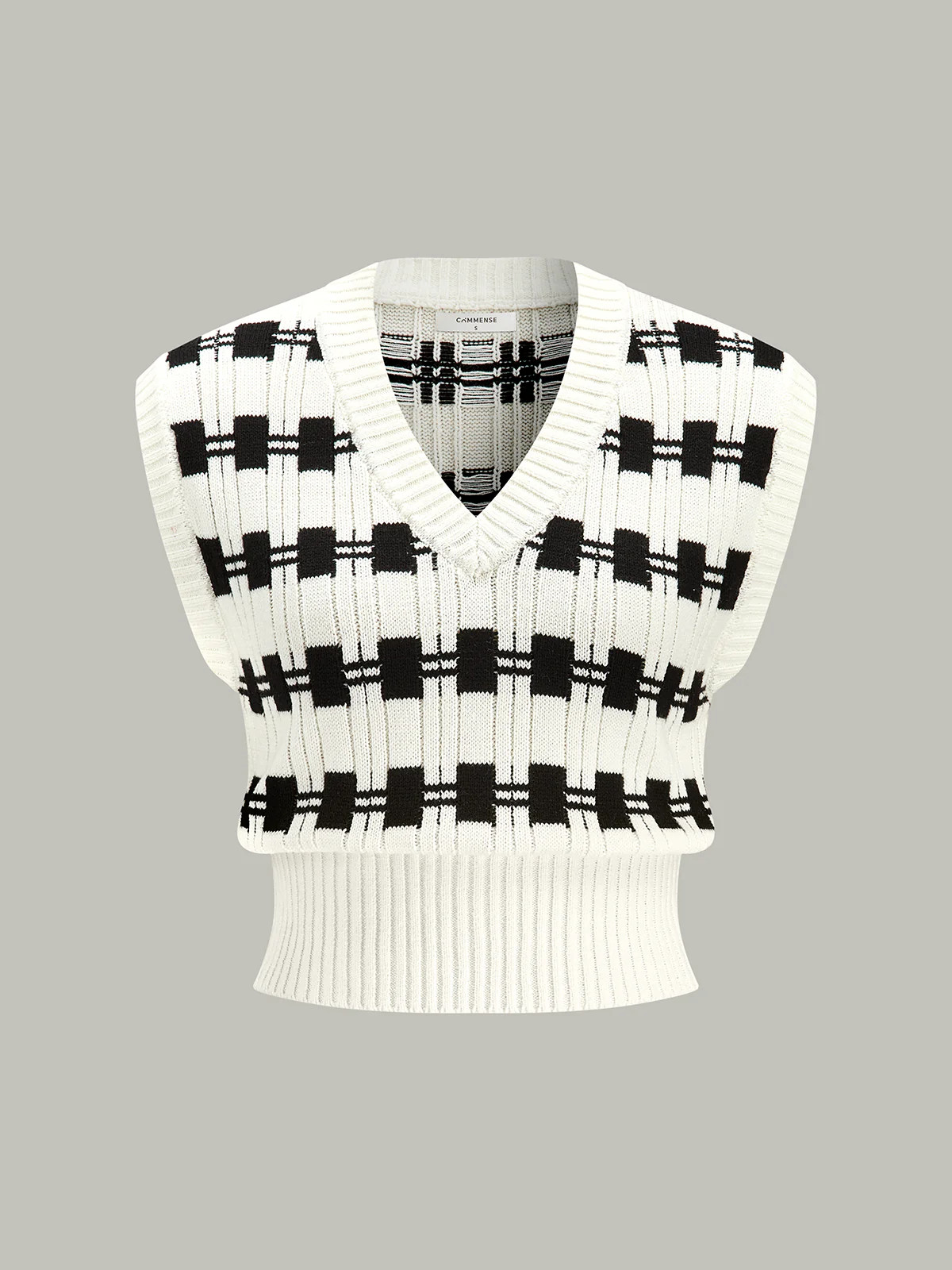 V-neck Plaid Sweater Vest | Commense