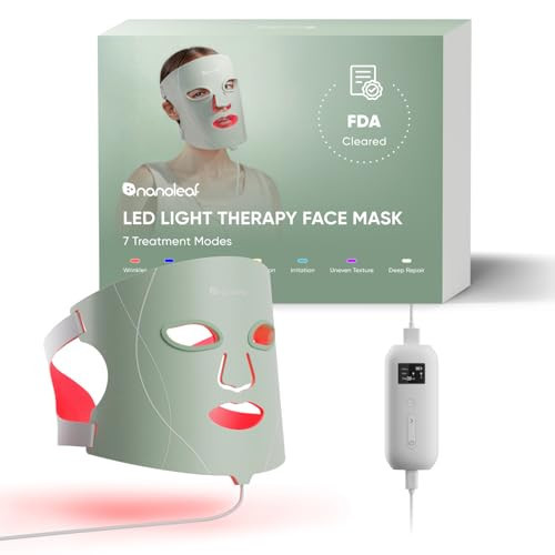 Nanoleaf FDA-Cleared LED Light Therapy Face Mask with 7 Treatment Modes - Professional Red & Blue Light with NIR Facial Device for Anti-Aging - 432 LEDs, Rechargeable | Amazon (US)