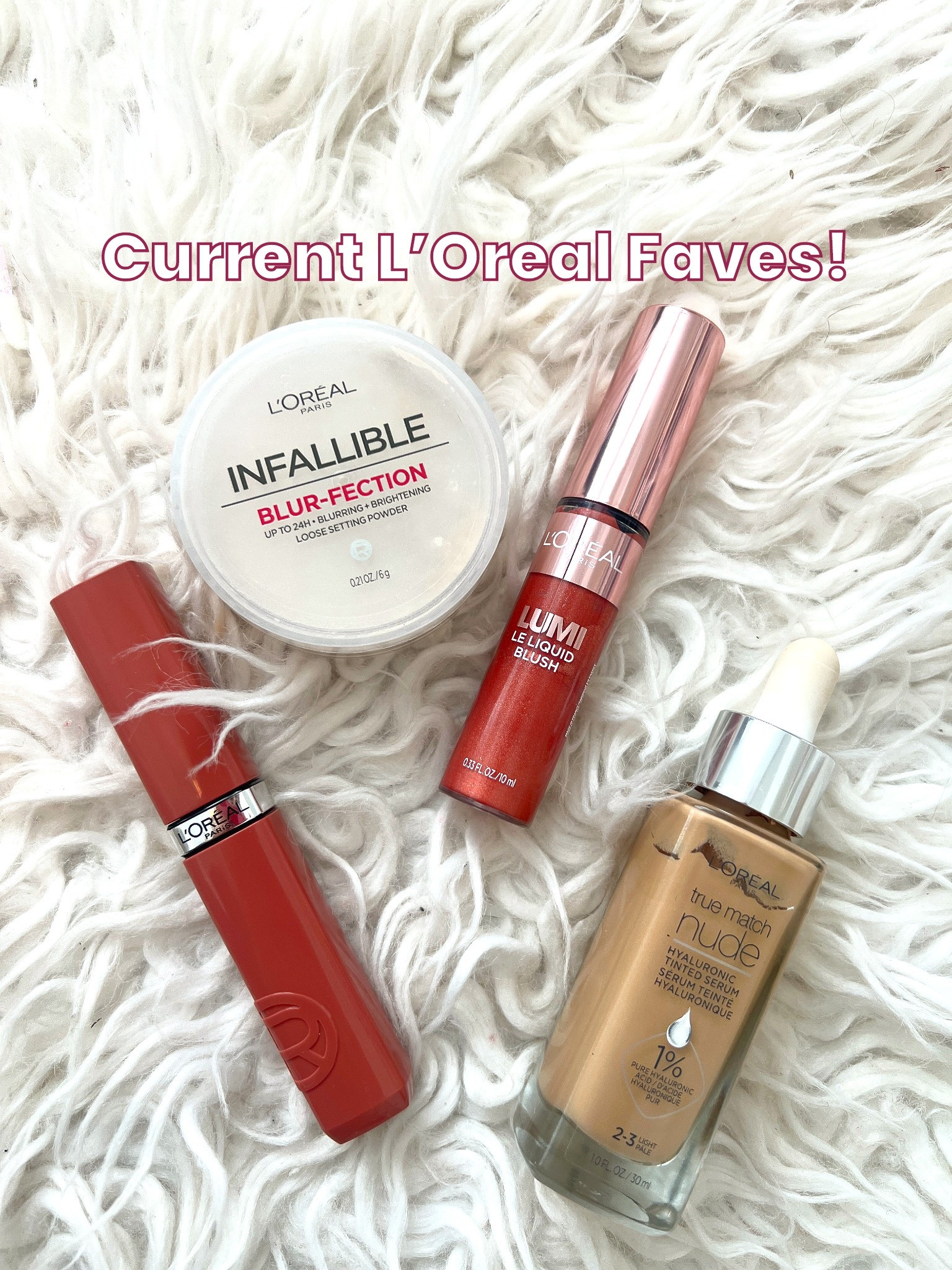 It’s probably my fave drugstore brand! These are my L’Oreal go-tos at the moment. Shades : translucent in powder, “worth it” in the lipstick, “2-3” foundation, and blush in “glowy true rose” 

#LTKFindsUnder50 #LTKOver40 #LTKBeauty