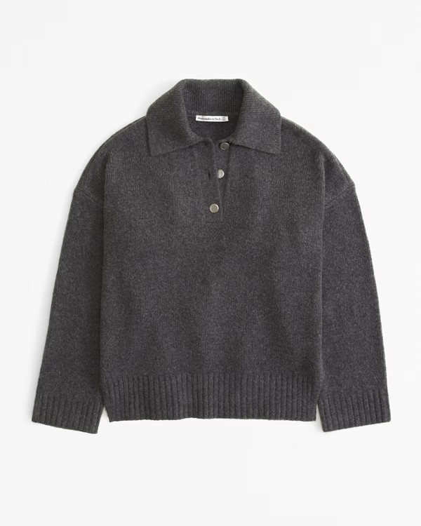 Women's Notch-Neck Collared Sweater | Women's | Abercrombie.com | Abercrombie & Fitch (US)