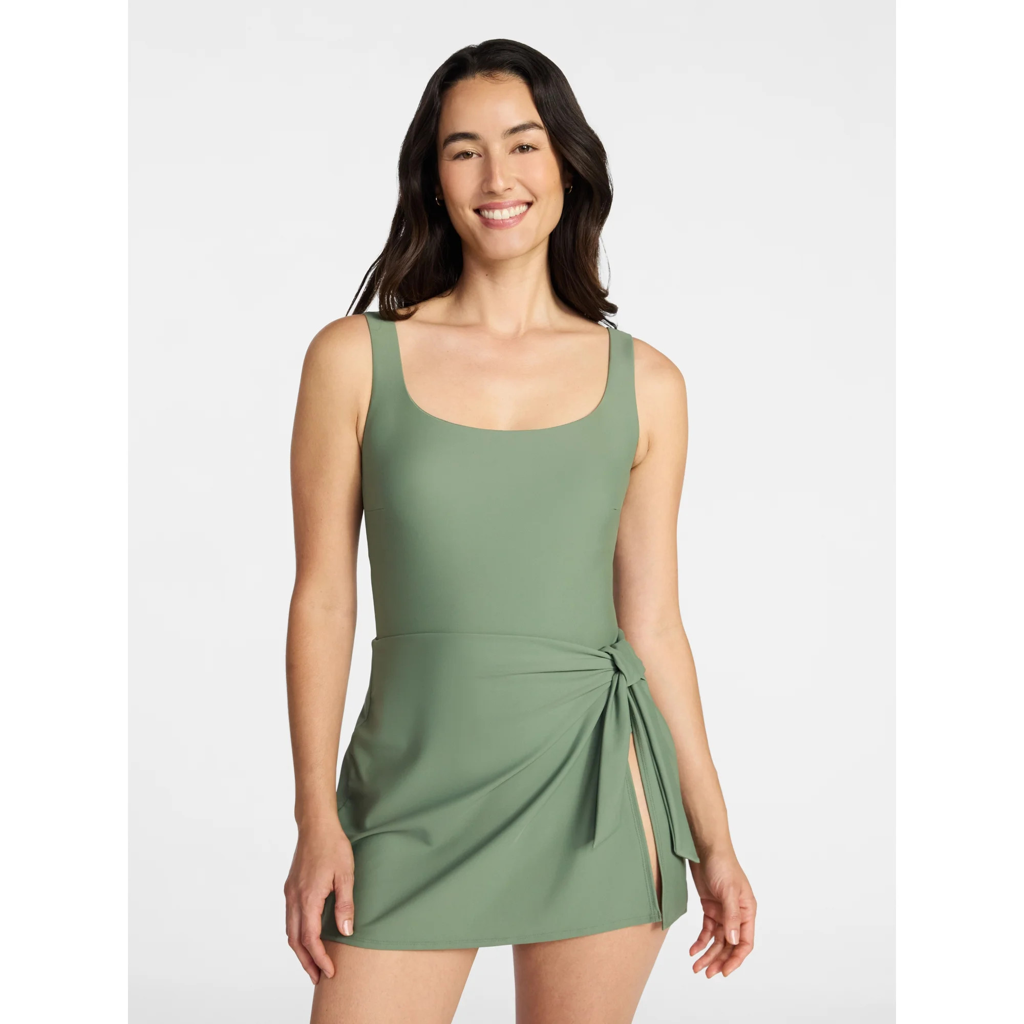 Time and Tru Women's and Women's Plus Size Wrap Swim Dress, Sizes XS-3X | Walmart (US)